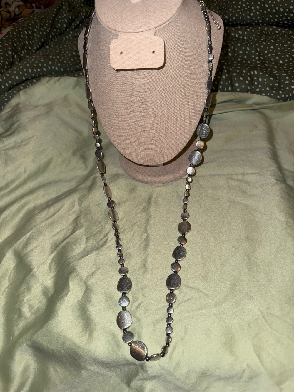 Source Unknown Silver-Tone Mixed Bead Long Necklace